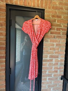 Boden Red Floral Wrap Dress - Women's Comfortable Summer Dress, size 4